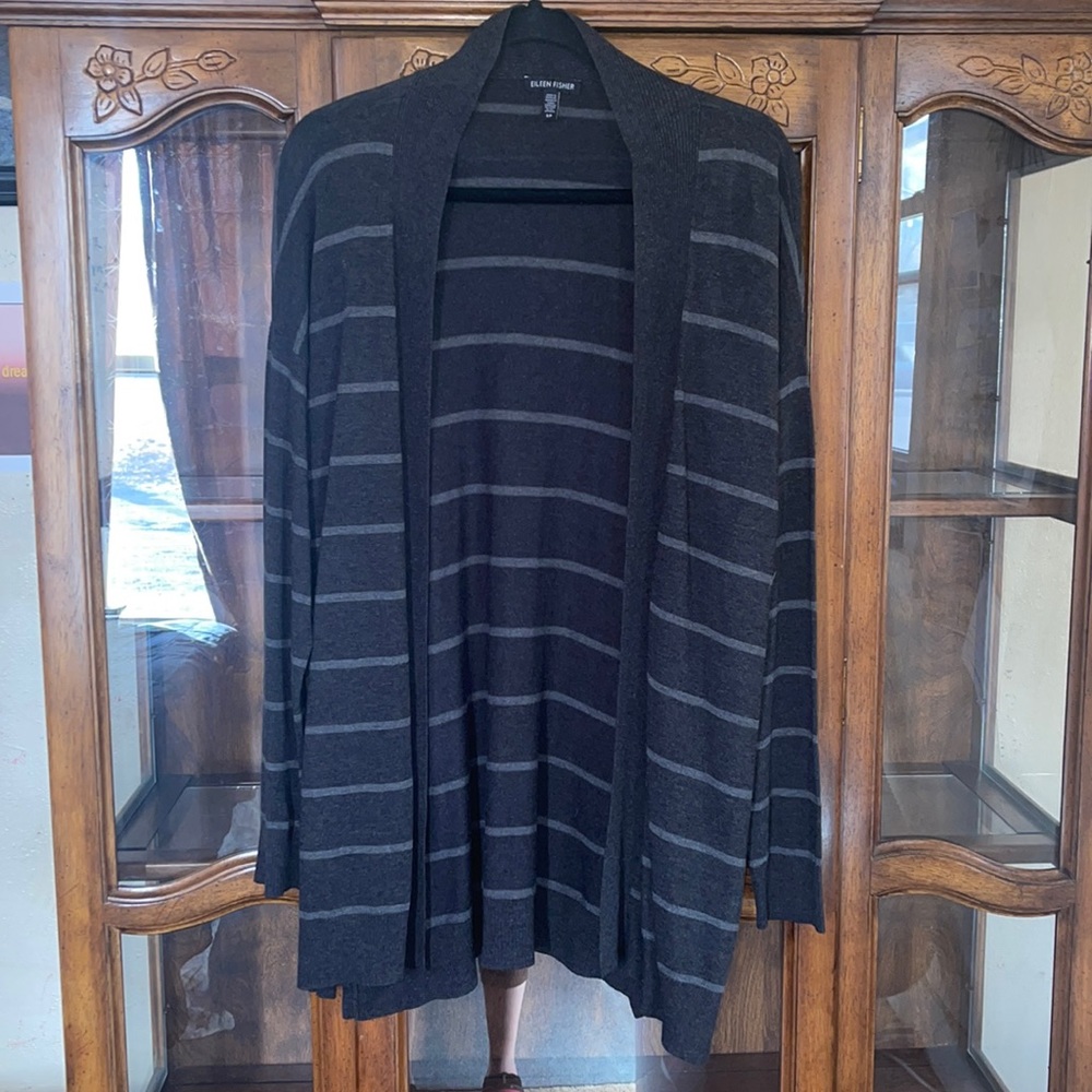 Dark gray and light gray Eileen Fisher Cardigan